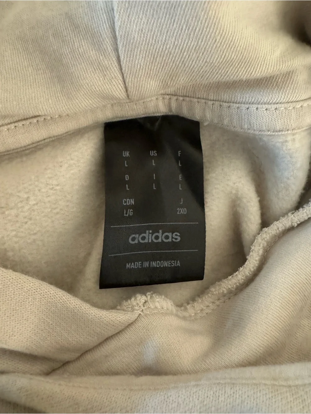 adidas Men’s Light Beige Pullover Hoodie with Black Logo